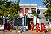 Pondicherry, Tamil Nadu. Pilgrims at the Aurobindo Ashram.  